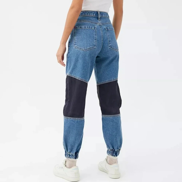 Urban Outfitters BDG Byron Spliced Denim Joggers, Color Blue/Black Size 24 - Picture 3 of 15